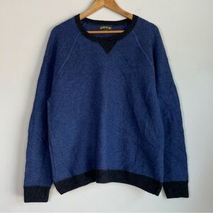 Orvis Wool Cashmere Crewneck Sweater Size XL Long Sleeves Blue Black Preppy